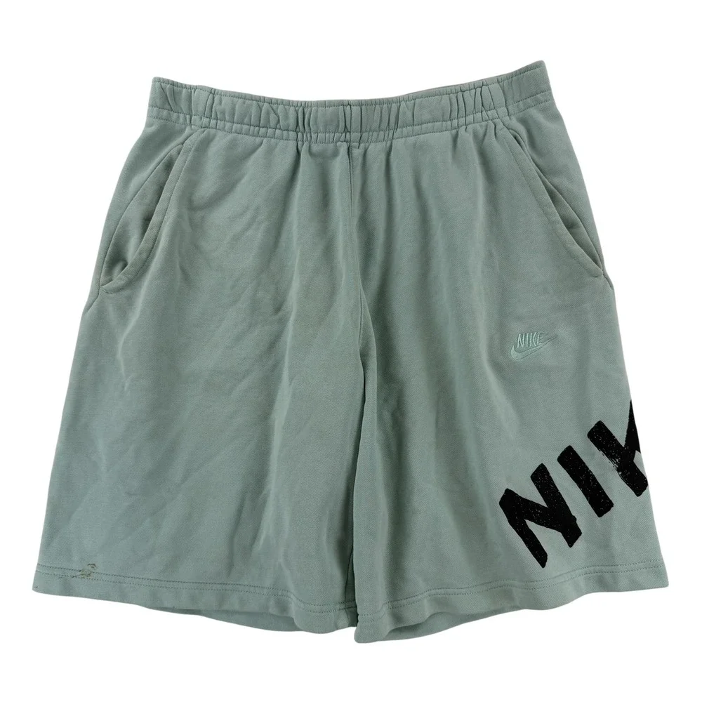 Nike Sweat‎ Shorts Mens Large Green French Terry Big Logo Athletic Gym Sweat